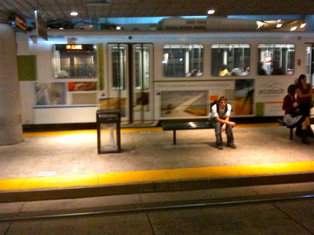 Waiting for his train