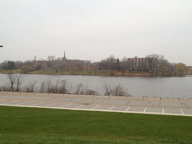 Looking west towards St. Norbert's college