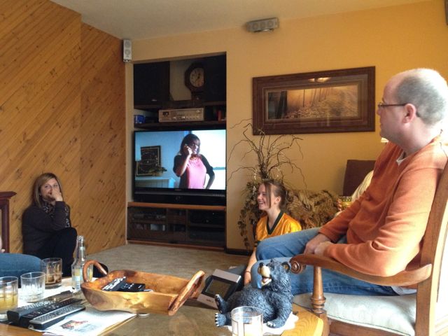 Relaxing before the feast - Kary, Kaitlin and Mark