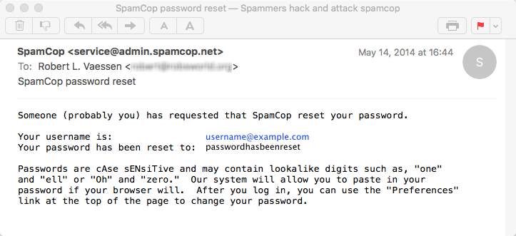 Spamcop Phishing Email